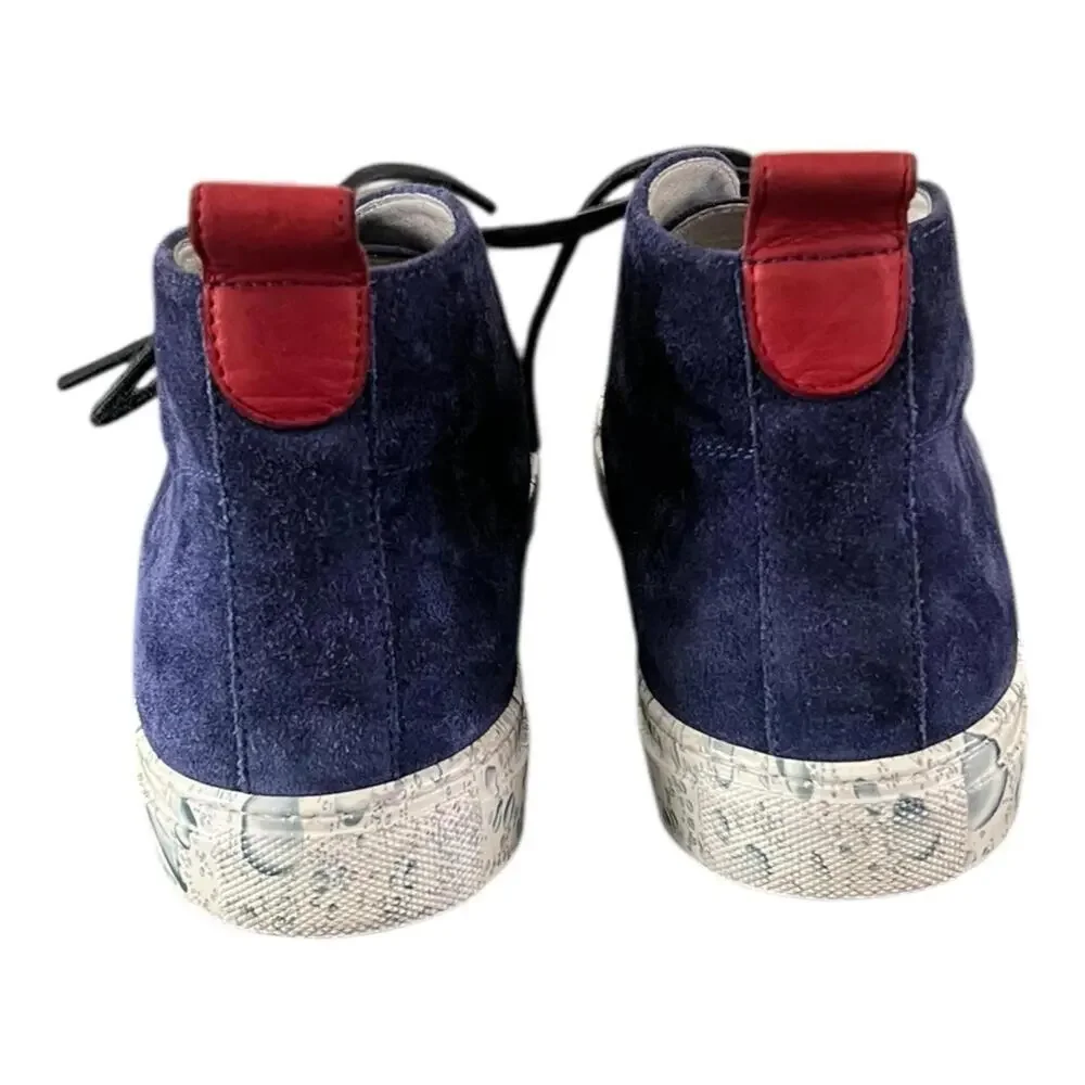 Rare Del Toro Blue Suede Boots Water Drop Sole Italy Luxury Chukka Mens Size 8